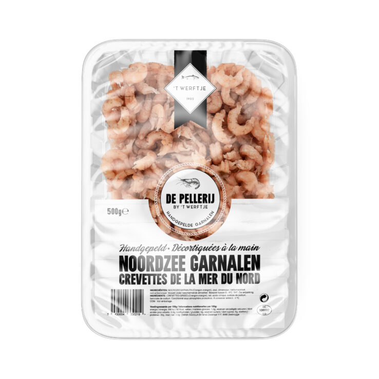 Handgepelde verse Noordzee garnalen (500 gram)